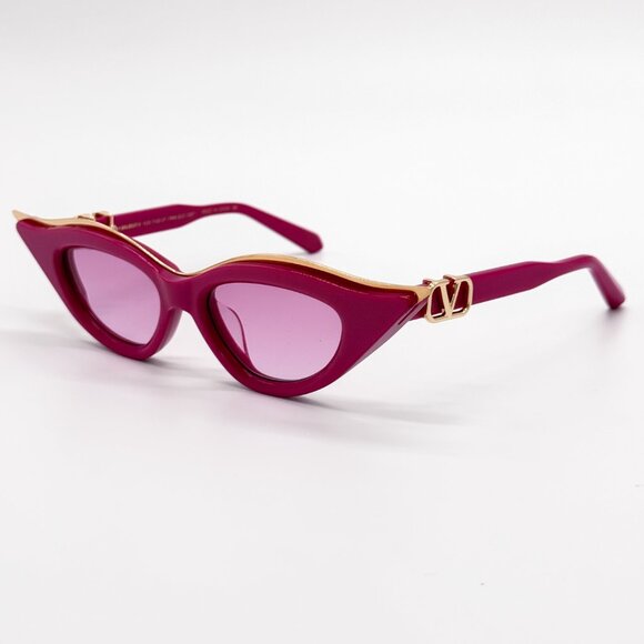 NEW VALENTINO V-GOLDCUT VLS-114D PINK WOMEN CAT EYE SUNGLASSES VALENTINO - Picture 1 of 11